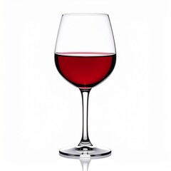 Glass of Red Wine with Rich Color and Elegant Shape Isolated on White Background for Beverage Object, Alcohol Drink and Luxury Concept