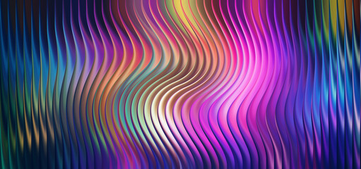 Iridescent wavy lines with vibrant rainbow color spectrum