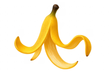 Banana peel floating on transparent background representing danger and humor