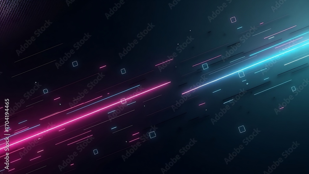 Poster abstract futuristic data stream. a dynamic background with glowing red and blue light trails. a high