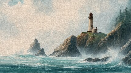 A Coastal Lighthouse Stands Strong Against the Tempestuous Sea