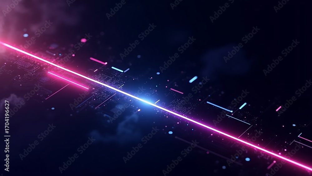 Poster abstract futuristic light streaks. a dynamic background with glowing blue and pink lines, symbolizin
