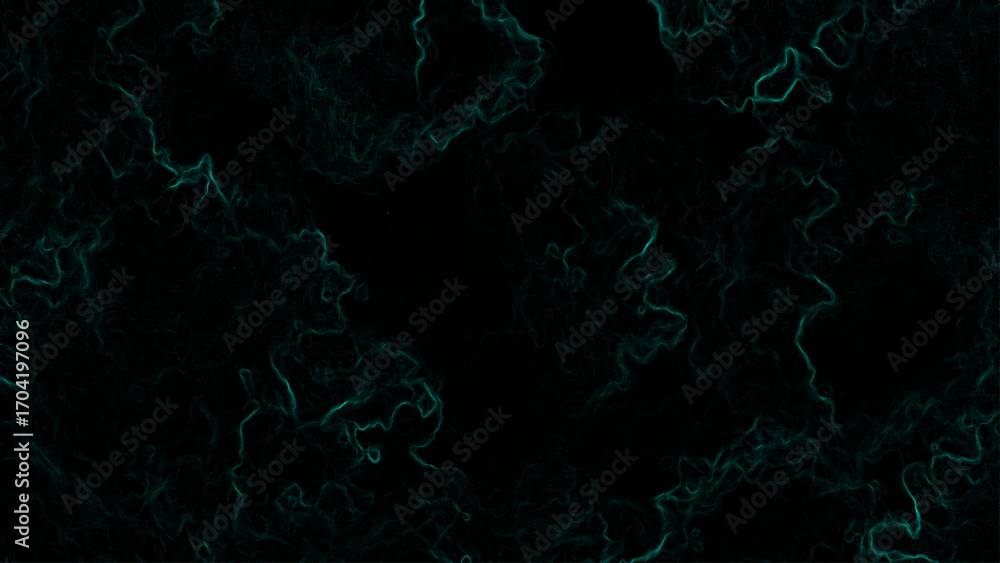 Poster dark abstract background with subtle glowing teal fractal lines and smoky wave patterns. ethereal, f