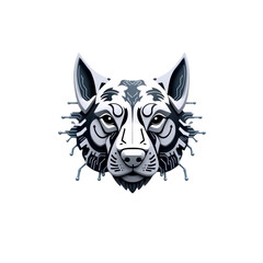 Obraz premium black and white dog head illustration with abstract textured details and bold vector design