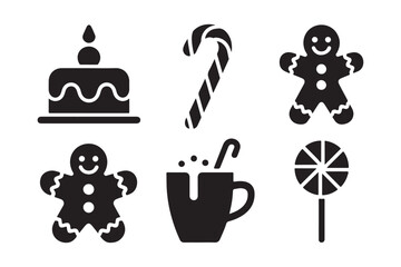 Christmas treats and sweets icons set