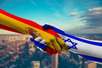 Shaking hands Spain and Israel