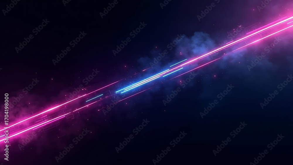 Poster abstract futuristic light streaks. a dynamic background with glowing blue and pink lines, symbolizin
