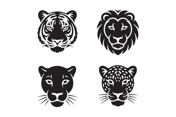 Four big cat silhouettes facing forward
