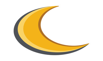 Golden Crescent Moon Illustration, Simple Design, Vector Graphic