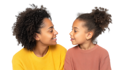 African American mother and daughter smiling together