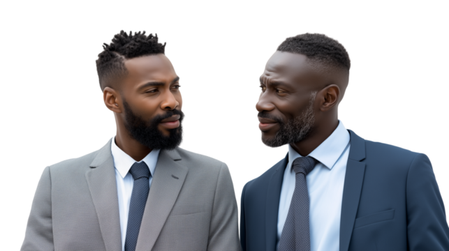 Two Black men in suits talking to each other