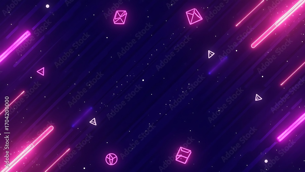 Poster abstract futuristic background with geometric shapes. a dynamic digital design with glowing purple a