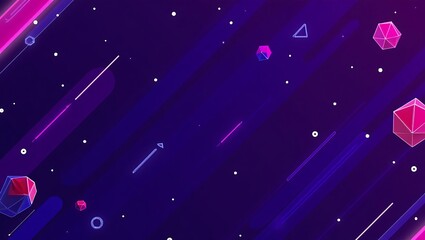 Abstract futuristic background with geometric shapes. A dynamic digital design with glowing purple and pink lines. Perfect for technology, gaming, and cosmic themes. Generative Ai.