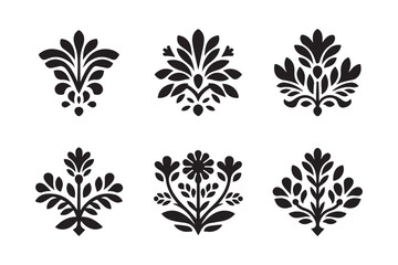 Black floral damask ornate decorative motifs