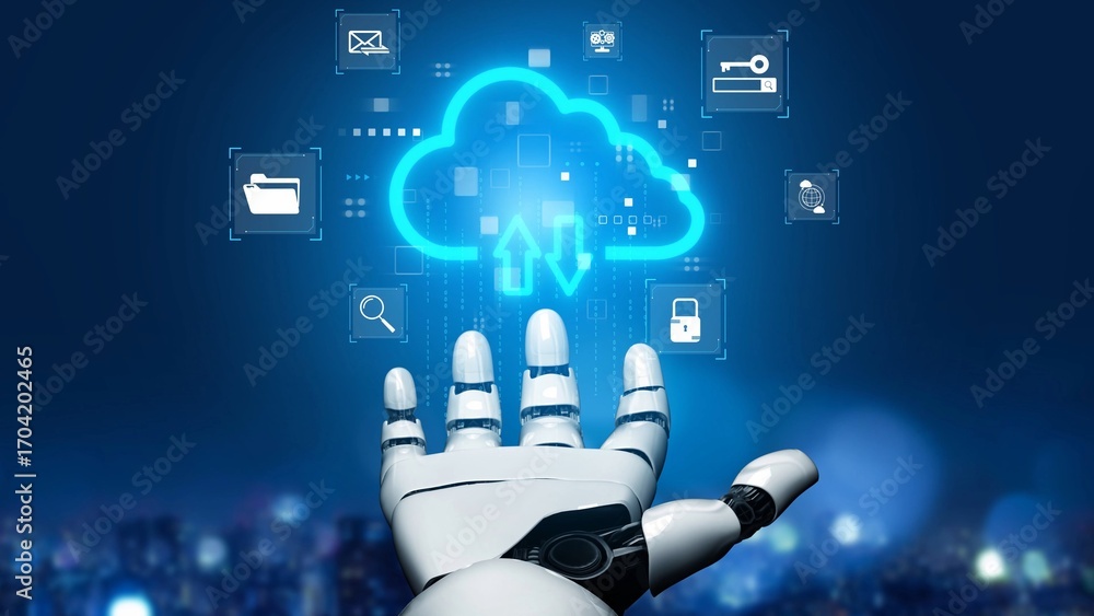 Aufkleber cloud computing, cloud strategy, and cloud technology transforming digital infrastructure with scala