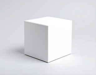 Blank white cube on a gray background