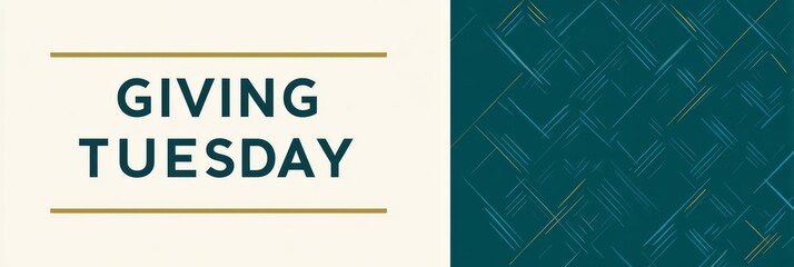 giving tuesday postcard, modern postcard design with bold giving tuesday type in deep teal, geometric patterns for unity, customizable space, and professional quality ideal for philanthropy and