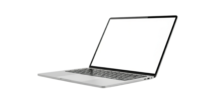 Silver Laptop With Blank Screen Mockup
