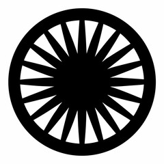 Fototapeta premium Geometric symbol of a wheel shape with triangular spokes pointing inward