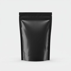 Black stand up pouch isolated on white background for food packaging