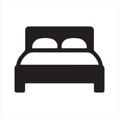 Bed icon silhouette vector with white background