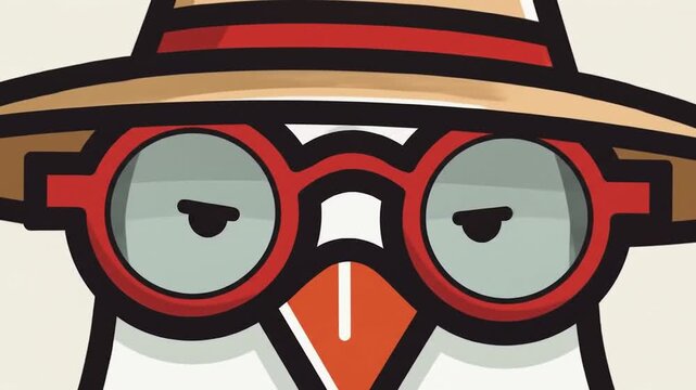 Bird in hat and glasses