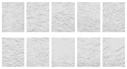 Ten rectangular panels with varying textures and shades of light gray