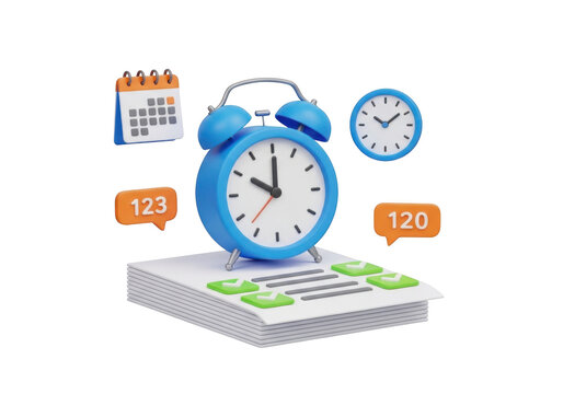 3d illustration of time management concept isolated on transparent background