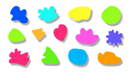 Collection of colorful abstract shapes with soft shadows on white background