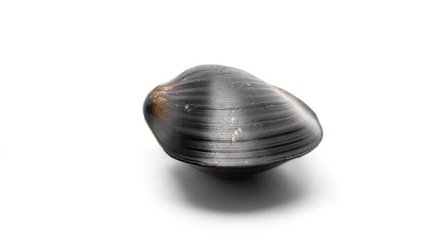 Black clam shell on white background  