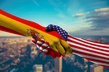 Shaking hands Spain and US