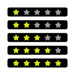Set of Basic Flat Rating Star icon with Yellow Black Color. High Quality Editable Icon Vector