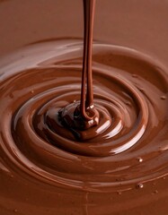 Melted chocolate swirling in a circular pattern