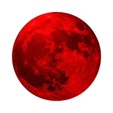 blood red moon isolated on white background, png, ai generated.