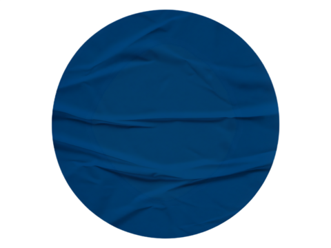 blue circle sticker with crumpled edges wrinkled isolated on white background, png, ai generated.