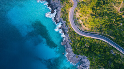 Coastal Road Curve at Sunset