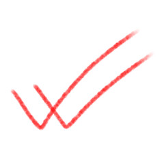 Hand drawn double check mark, red marker check mark icon, double tik mark on transparent background 