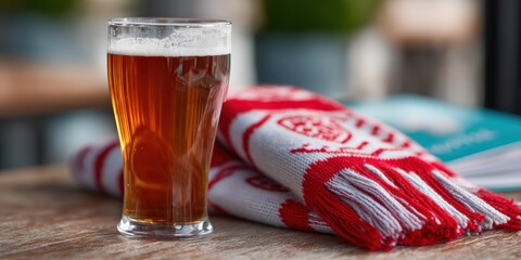 sports program design, the official boxing day football program features sharp team logos, player photos, and a soft background blur of a pint glass and scarf