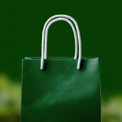 digital shopping icon, stylish forest green shopping bag icon with crisp lines, perfect for digital applications