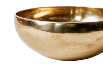 Close up of a golden singing bowl