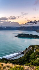 Fototapeta premium Serene lake vista at dawn