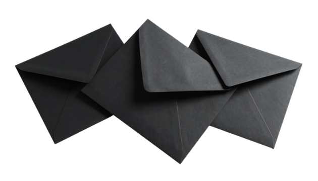 Vector art of black origami paper envelope design on a blank White background