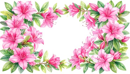 Pink azalea floral frame
