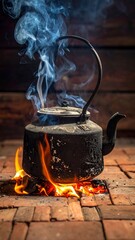 Old kettle on fire