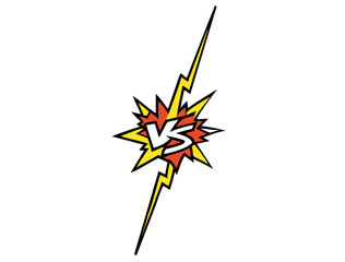 Comics vs frame. Versus fight backgrounds in flat comics style. versus banner template in comic stlye Vector Illustration.Comic fighting duel with lightning ray border.