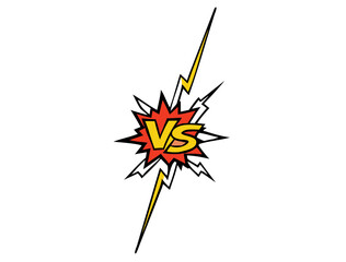 Comics vs frame. Versus fight backgrounds in flat comics style. versus banner template in comic stlye Vector Illustration.Comic fighting duel with lightning ray border.