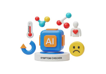 Obraz premium 3d illustration of ai and science icons isolated on transparent background