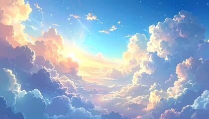 Colorful cloudscape, vibrant sunset