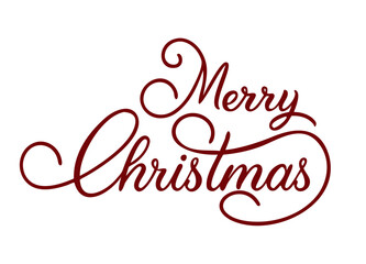 Merry Christmas vector text Calligraphic Lettering design card template. Winter holidays related typographic quote. Vector illustration.