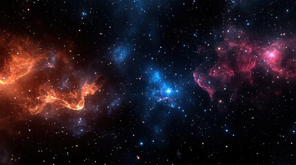 Cosmic nebulae and starry night sky